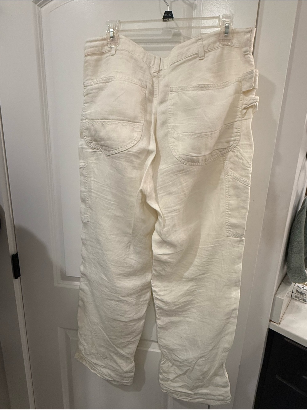 Polo by Ralph Lauren white linen Button-Fly painter pants - Picture 6 of 10